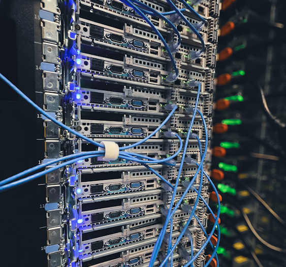 Servers installed in a cabinet in one of our facilities